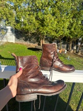 Frye lace up vintage leather boots